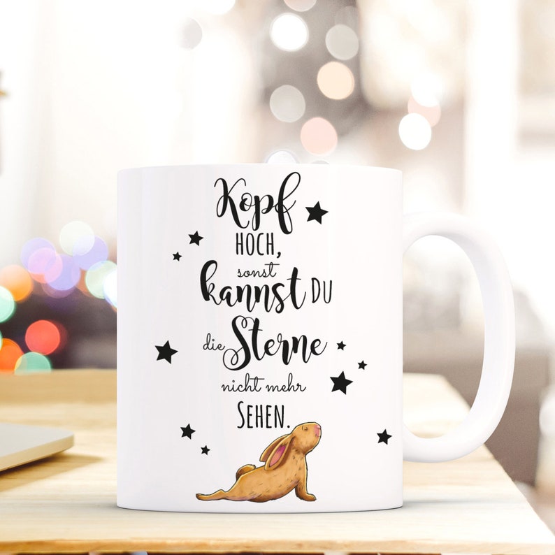 Geschenk Kaffee Tasse Kopf hoch Sterne Hase ts465 Bild 1