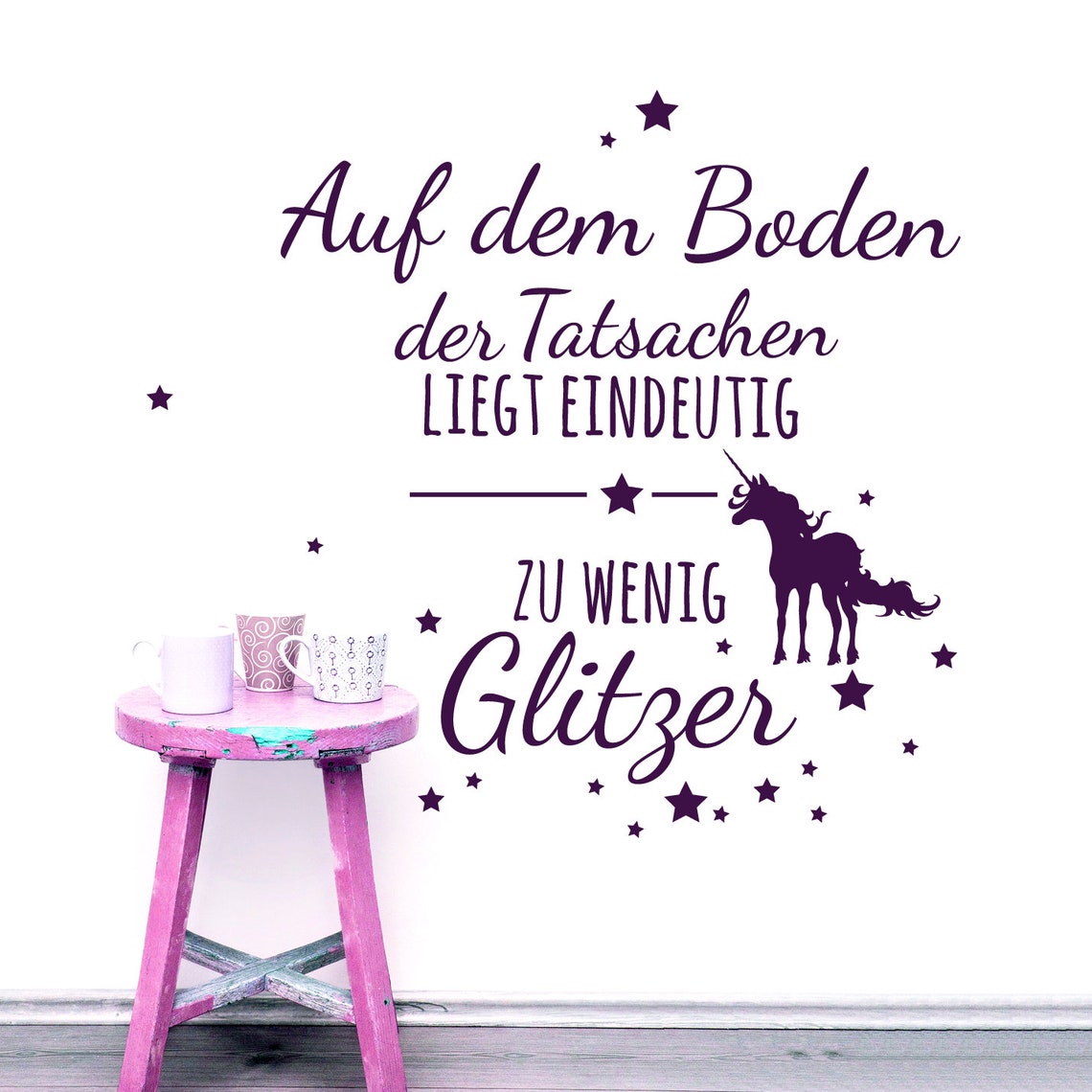 Wandtattoo Zitat Spruch Einhorn Glitzer M1977 Etsy