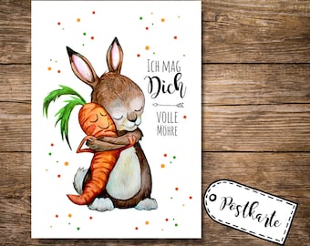 Postcard bunny I like you full carrot pk81