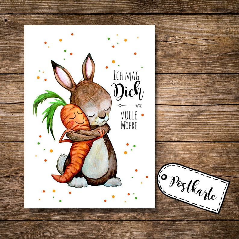 Postkarte Hase Ich mag dich volle Möhre pk81 Etsy