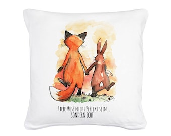 Pillow with filling fox and rabbit real love ks08