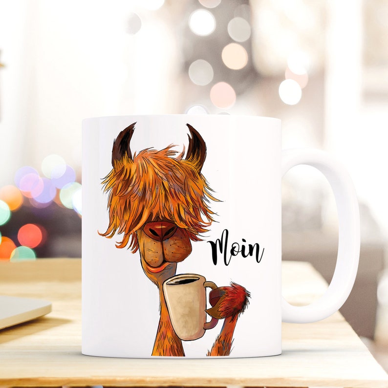 Geschenk Kaffee Tasse Lama Kaffee Moin ts492 Bild 1