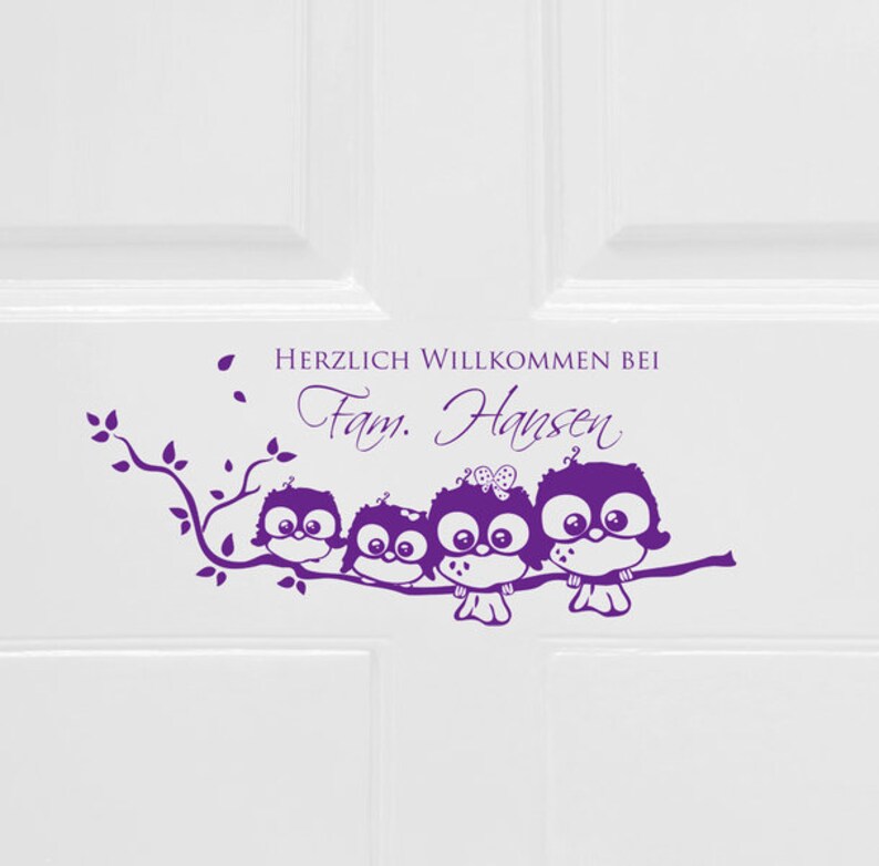 Wall tattoo door sign Welcome with owls M1204 image 3