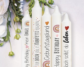 Adesivi per candele, tatuaggi per candele, fogli per tatuaggi, compleanno, Buon compleanno, cuori arcobaleno per candele o ceramiche, foglio A4, foglio di adesivi fai da te kst52