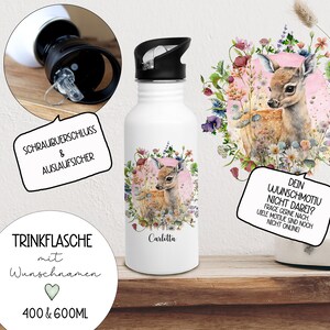 Drinking bottle insulated bottle drinking cup children deer deer fox bunny bear owl girl name personalized trk21 trk22 trk23 trk24 trk25 image 3