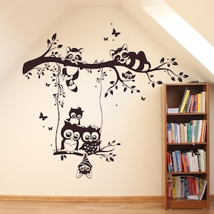 Wall sticker owls raccoons owl wall sticker M1545 image 1