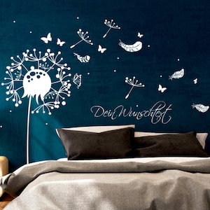 Wall tattoo dandelion butterflies feathers M1920 image 1