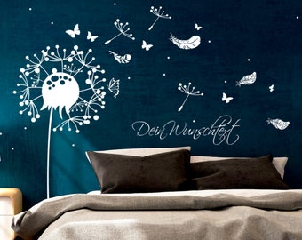 Wall tattoo dandelion butterflies feathers M1920