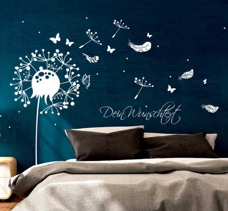 Wall tattoo dandelion butterflies feathers M1920 image 1