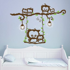 Wall Decal Owl tree blossoms owl tree owl M1030 image 1