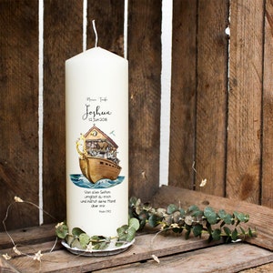 Baptism Candle Candle for Baptism Noah&#39;s Ark Animals wk43