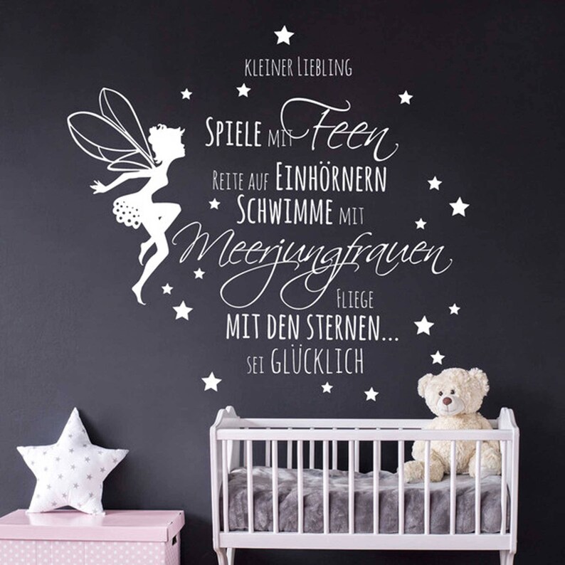 Wall Decal Baby Room Quote Fairy Elf Stars M2014