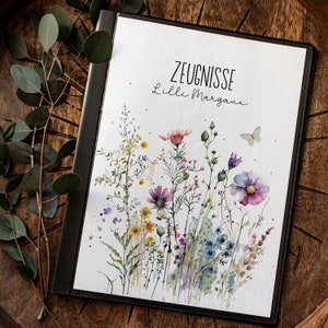 Certificaatmap 10 stuks 20 stuks omslagblad A4 wilde bloemen wilde bloemen aanpasbaar terug naar school school beginners schoolnaam zm61