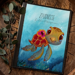 Zeugnismappe Schildkröte Chillkrötchen Zeugnishefter A4 personalisierbar Schulanfang Schulanfänger Einschulung Zm63 zm64 zm65 zm66