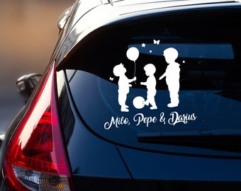 Car sticker rear window 3 boys boys boys football balloon name children kids M2390