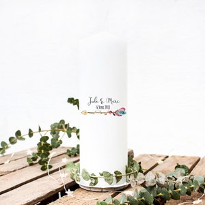 Baptism Candle Wedding Candle Boho Arrow Blossom wk12