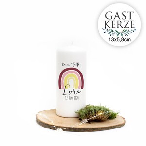 Taufkerze Regenbogen Individualisierbar - Mit Namen & Datum, Deutscher Herstellung