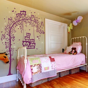 Wall decal owls swing owl wall decal M1583 image 2