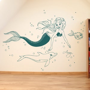 Wall tattoo mermaid mermaid dolphin with name M1610 image 3