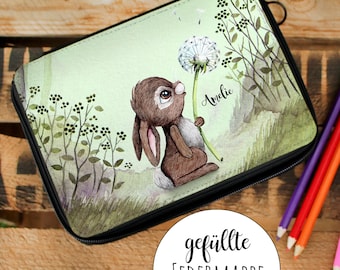 Filled pencil case with bunny dandelion school start pencil case individual pencil case & name desired name fm227