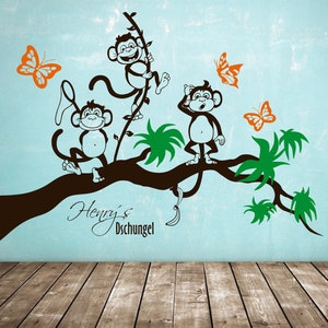 Wall decal monkeys on branch monkey tree monkey 1494 image 2