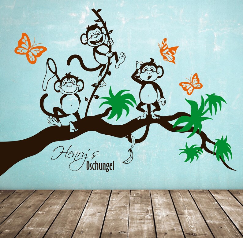 Wall decal monkeys on branch monkey tree monkey 1494 image 2