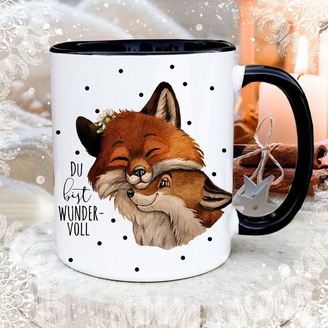 Tasse De Renard Avec Inscription En Allemand « Bin Halt Ein