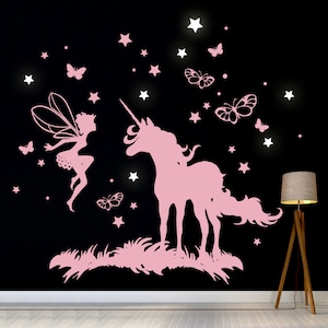 Wall tattoo unicorn elf fairy light stars M2018