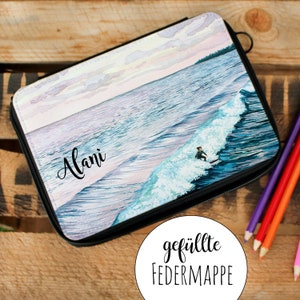 Federmappe Federtasche Surferin Meer & Namen fm147