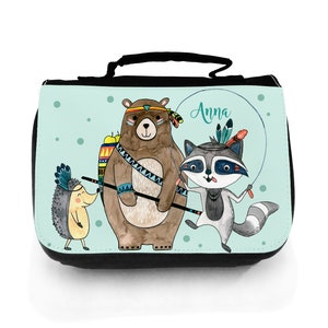 Wash bag toiletry bag boho bear raccoon wt148 image 1