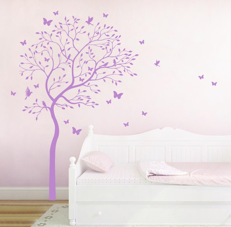 Wall decal tree birds butterflies hummingbird M1536 image 3