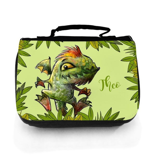 Waschtasche Kulturbeutel Drache Dino m Namen wt133