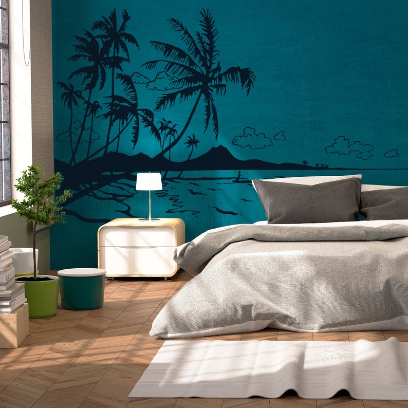 Wall sticker Caribbean South Sea palm trees sea beach M1887 image 1