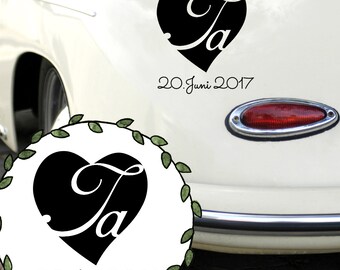 Autoaufkleber Hochzeit Ja mit Datum Heirat M2148