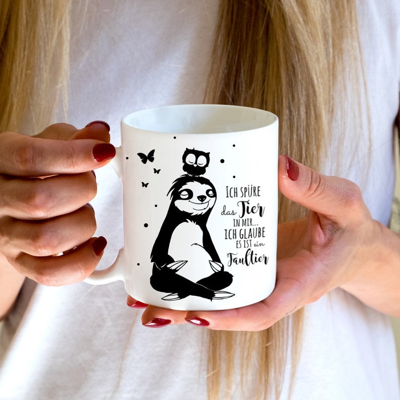 Geschenk Kaffee Tasse Faultier Eule Spruch ts401 Bild 2