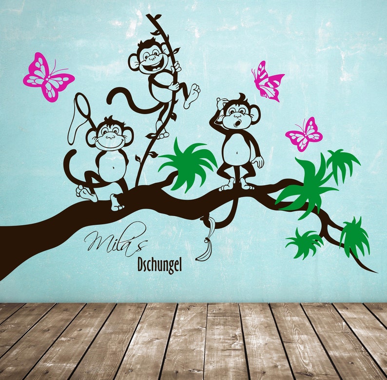 Wall decal monkeys on branch monkey tree monkey 1494 image 3