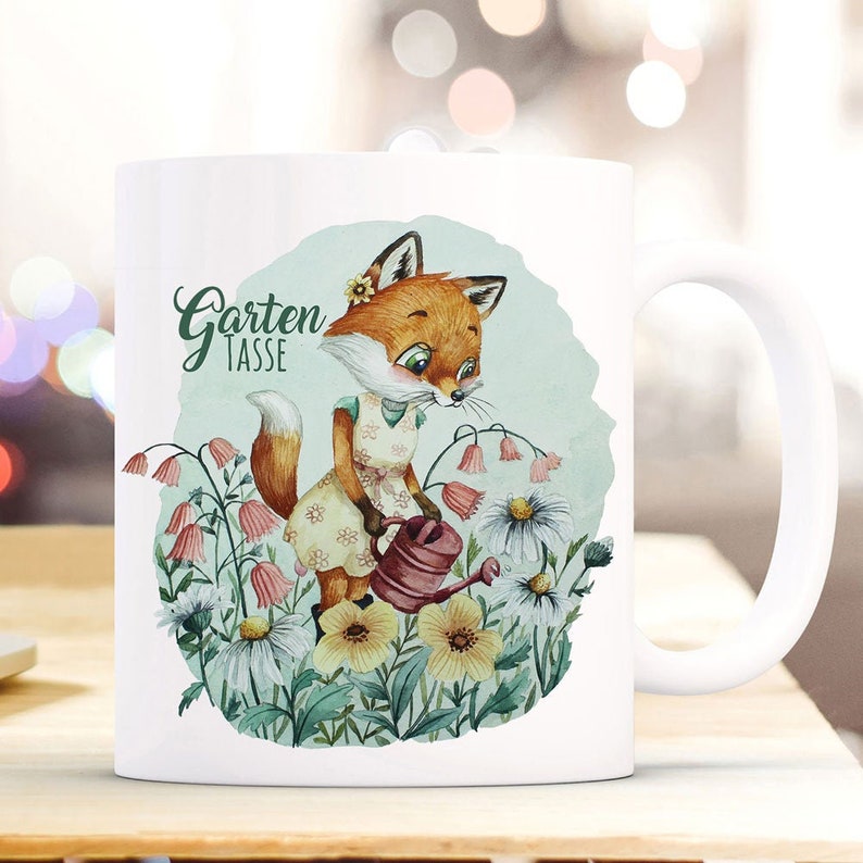 Cup Mug Coffee Cup Garden Cup Mrs Fox Foxes & Name Desired Name on Back Coffee Mug Gift ts1123 image 1