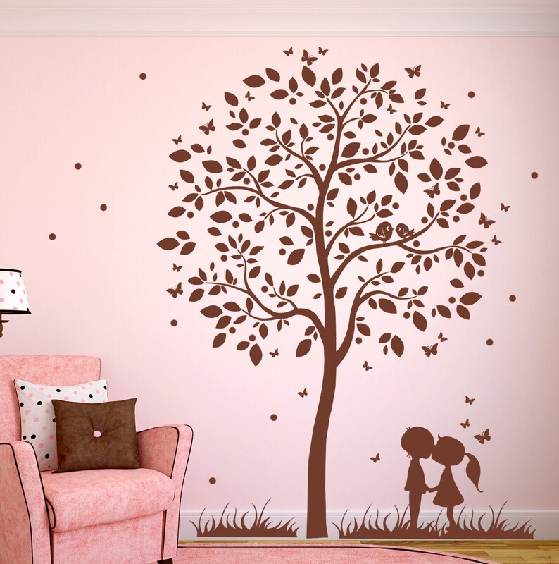Wall sticker tree with children butterflies M1774 image 3