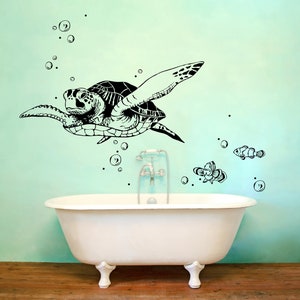 Wall tattoo turtle fish wall decoration bathroom M1533 image 3