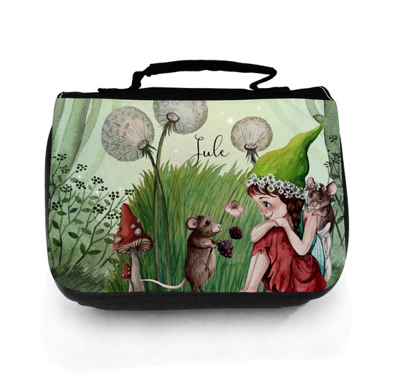 Kulturbeutel Mit Namen Tessa & Meerjungfrau-Motiv – Waschtasche Für Mädchen, Türkis/schwarz (ca. 23x17x5 Cm)
