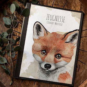 Certificate folder fox little fox cub certificate folder A4 homework booklet cover customizable back to school beginners school enrollment Zm05