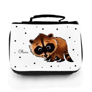 Wash bag toiletry bag raccoon with name wt132 image 1