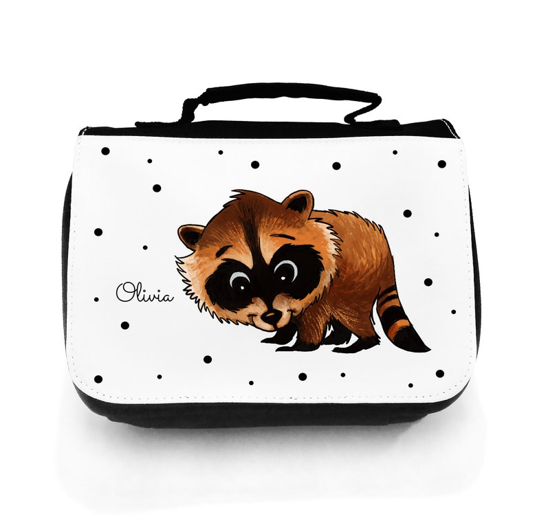 Wash bag toiletry bag raccoon with name wt132 image 1