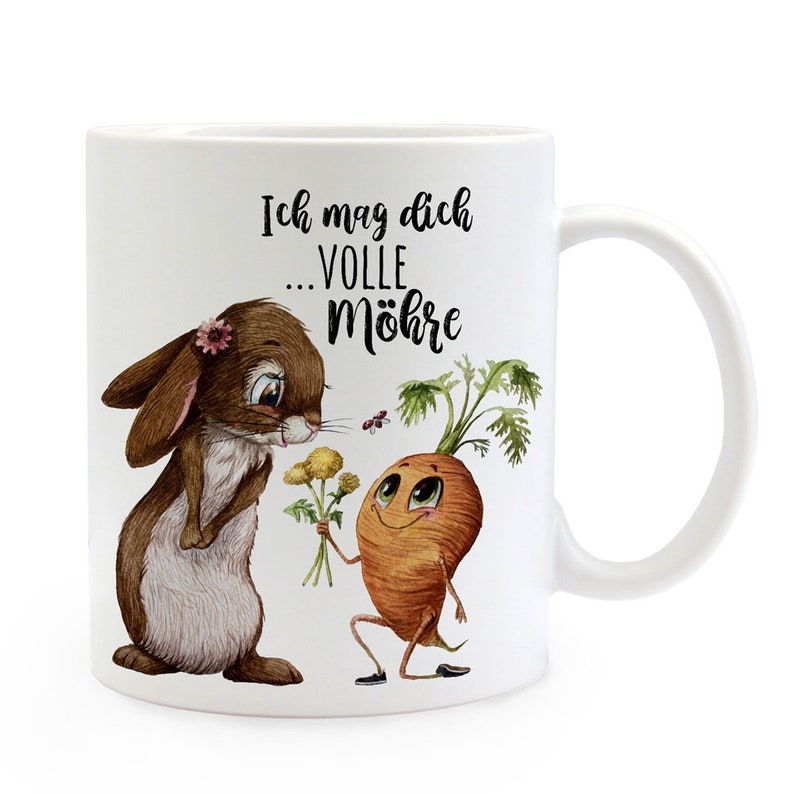 Tasse Becher Hase Häschen mit Karotte &amp; Spruch Ich mag dich Etsy