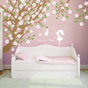 Wall sticker tree with elves fairies cherry blossoms M1017 image 1