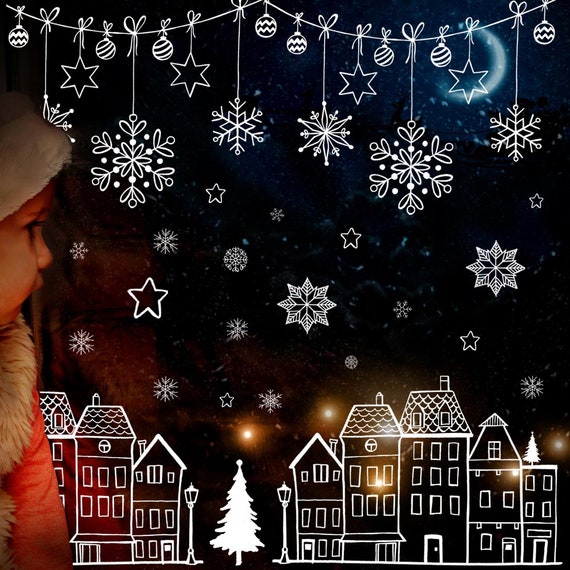 younikat Immagine per finestra Natale composta da 112 pezzi per motivi personalizzati come albero di Natale, stella, palline Finestra dell’Avvento I