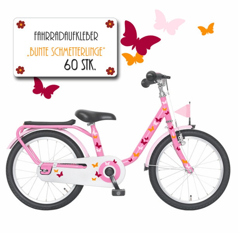 Bicycle sticker set butterflies colorful M1077 image 1