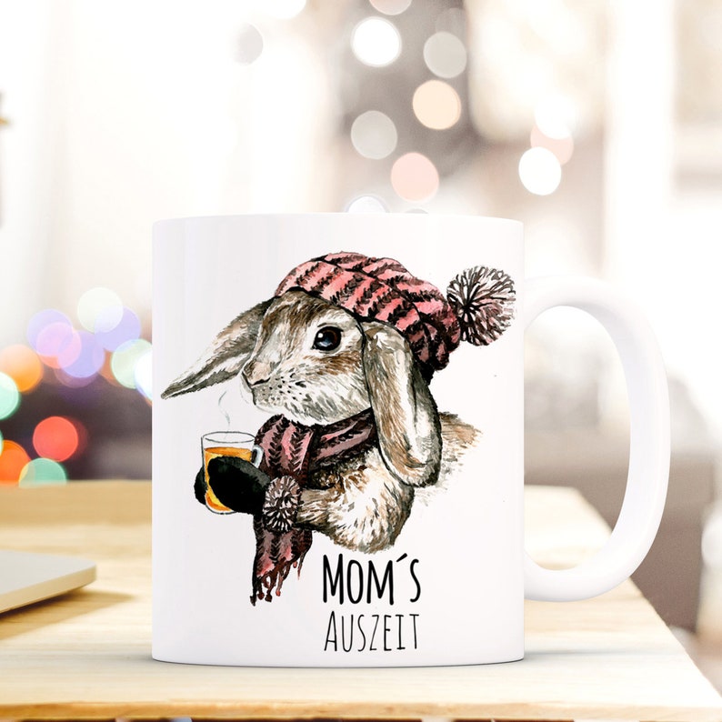 Geschenk Tasse mit Kaninchen Moms Auszeit ts194 Bild 2