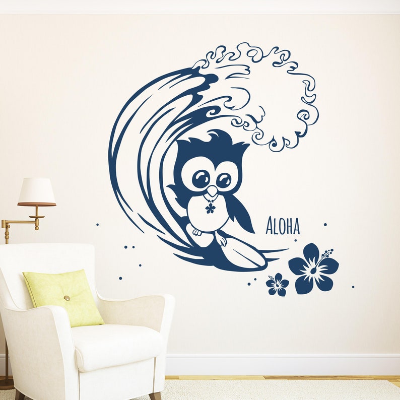 Wall decal owl surfer owls owl wall decal M1539 image 2