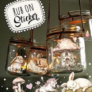 Rub ons RubOn Rubons Sticker Einhornsticker Einhorn Elfensticker Elfenhäuschen Wichtelhaus Elfentür Fee fairy Elfe Wichtel Häschen A5 rb14